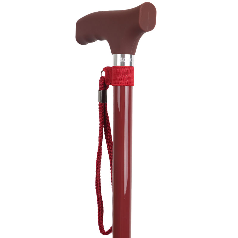 Height-Adjustable Burgundy Silicone Crutch Handle Walking Stick
