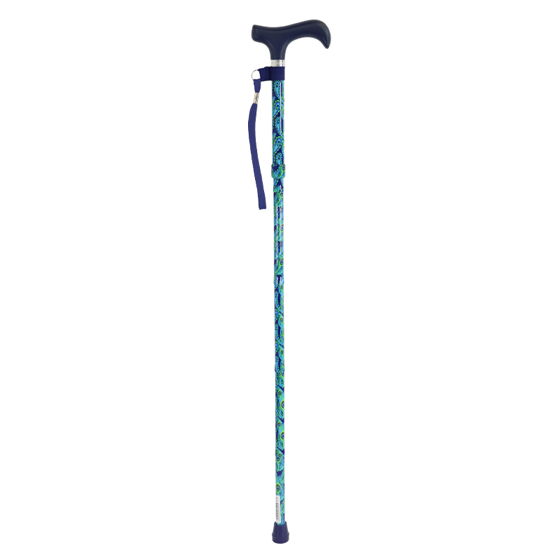 Height-Adjustable Mini Folding Peacock-Patterned Derby Walking Stick