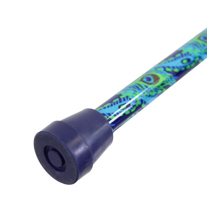 Height-Adjustable Mini Folding Peacock-Patterned Derby Walking Stick