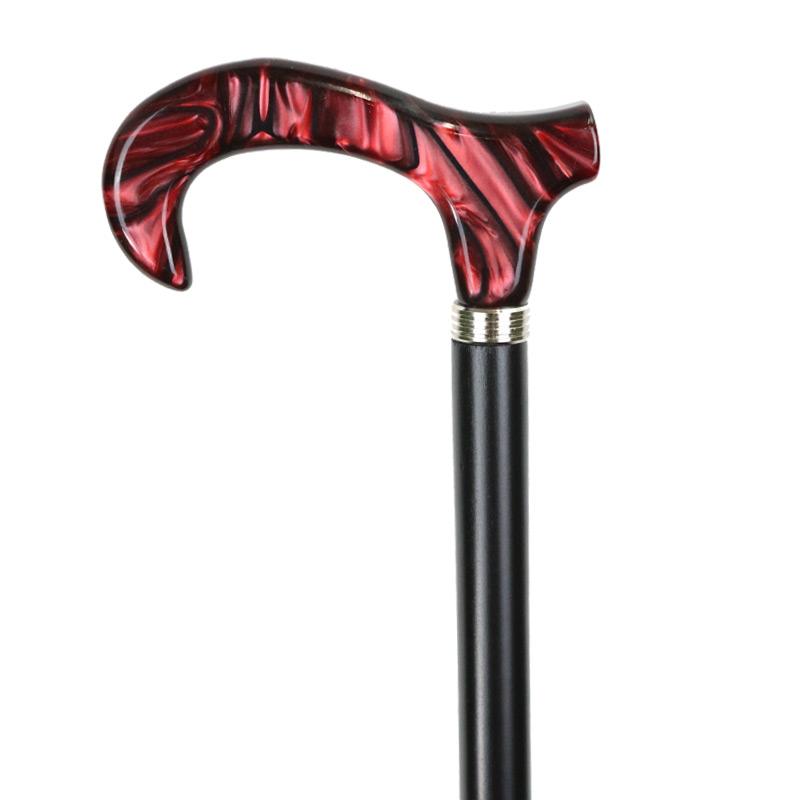 Marbled Garnet Derby Moderne Handle Walking Cane