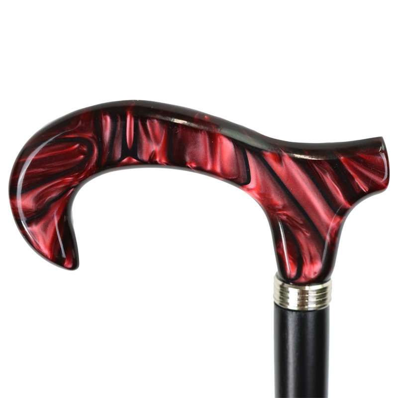 Marbled Garnet Derby Moderne Handle Walking Cane