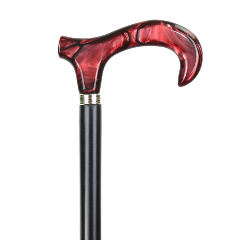 Marbled Garnet Derby Moderne Handle Walking Cane