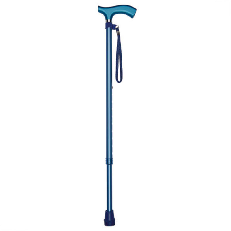 Ziggy Blue Metallic Crutch-Handle Folding Adjustable Walking Stick