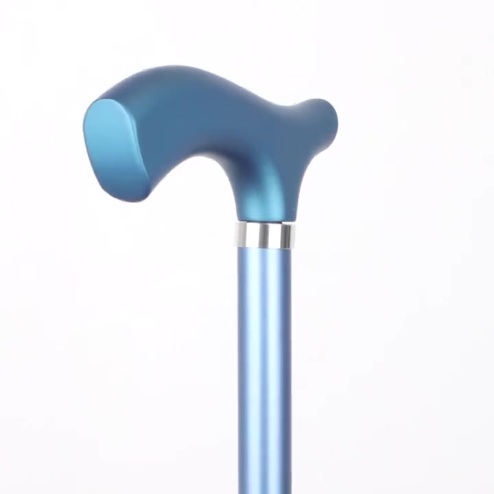 Metallic Blue Adjustable Lightweight Walking Stick with Matching Ferrule