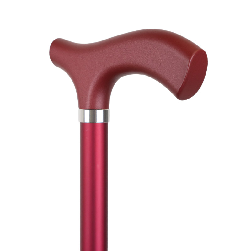 Metallic Red Adjustable Lightweight Walking Stick with Matching Ferrule