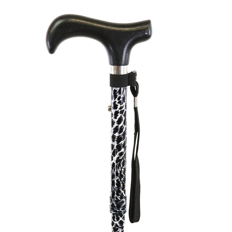 Mini Height-Adjustable Folding Zebra Print Walking Stick