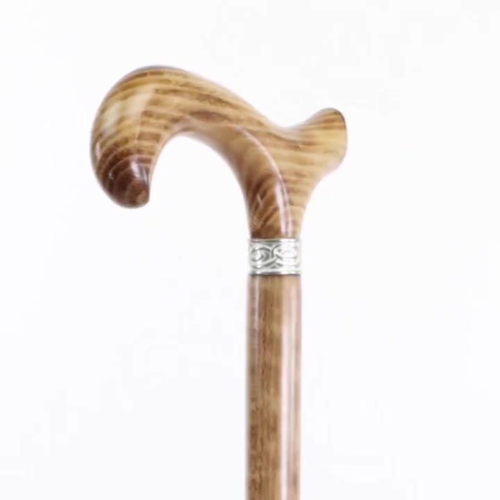 Natural Beech Derby Handle Dress Walking Stick with Celtic Collar