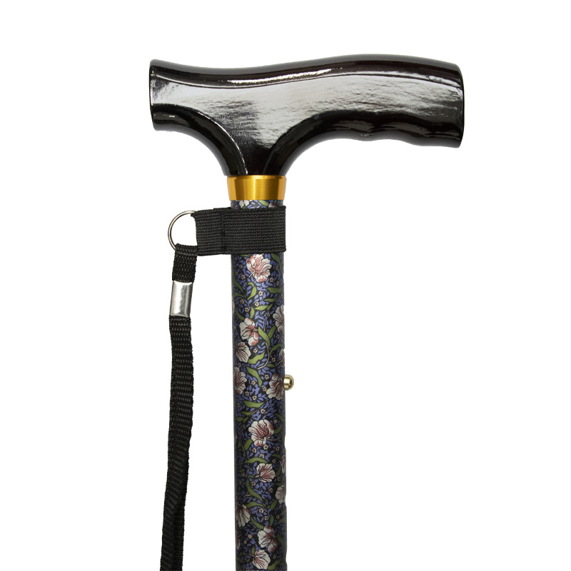 Wild Rose Height Adjustable Folding Cane with Crutch Handle