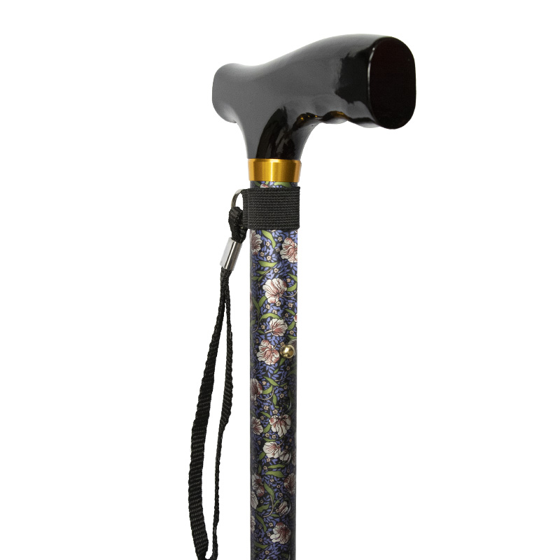 Wild Rose Height Adjustable Folding Cane with Crutch Handle