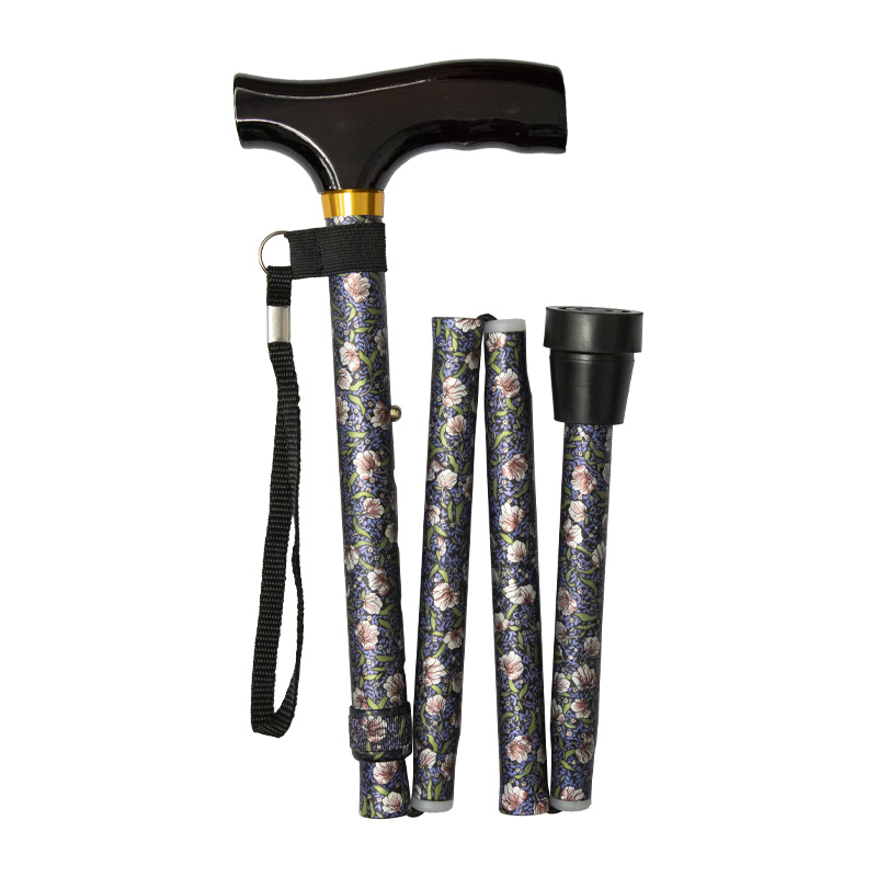 Wild Rose Height Adjustable Folding Cane with Crutch Handle