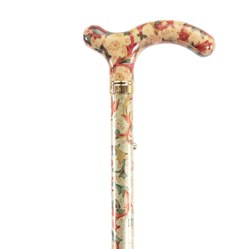 Petite Adjustable Folding Easy-Joint Cream, Red and Green Floral Walking Cane