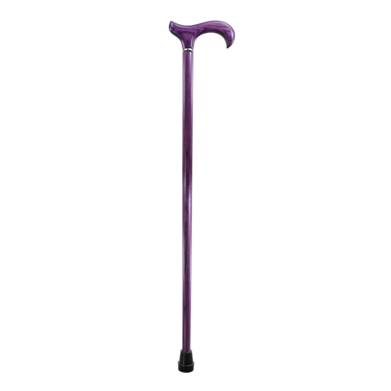 Luxury Purple Ash Wood Derby Handle Walking Cane with Silver Collar