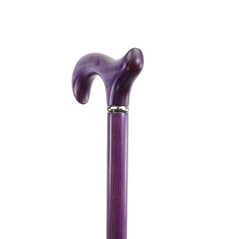 Luxury Purple Ash Wood Derby Handle Walking Cane with Silver Collar