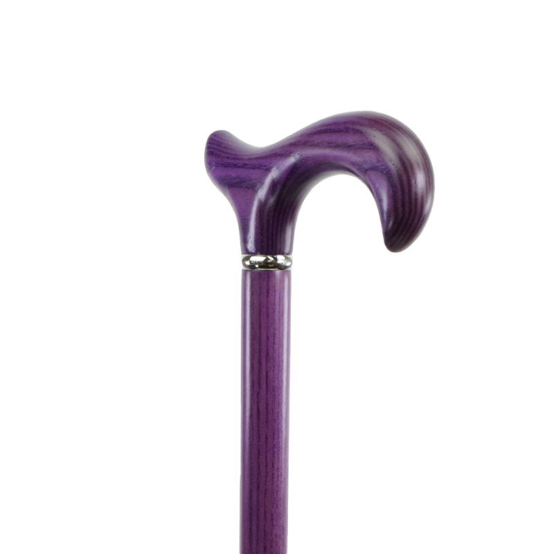 Luxury Purple Ash Wood Derby Handle Walking Cane with Silver Collar