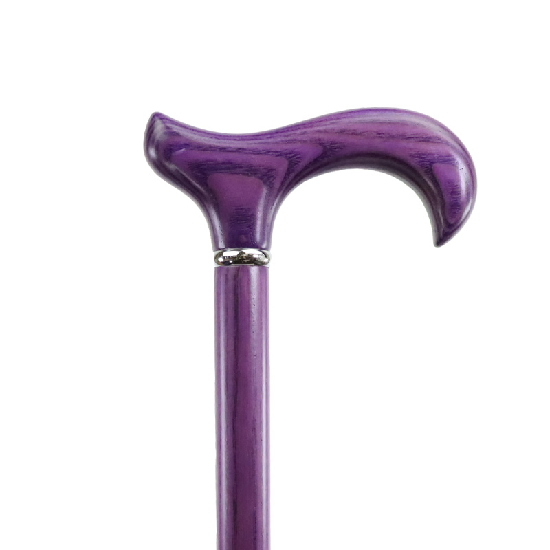 Luxury Purple Ash Wood Derby Handle Walking Cane with Silver Collar