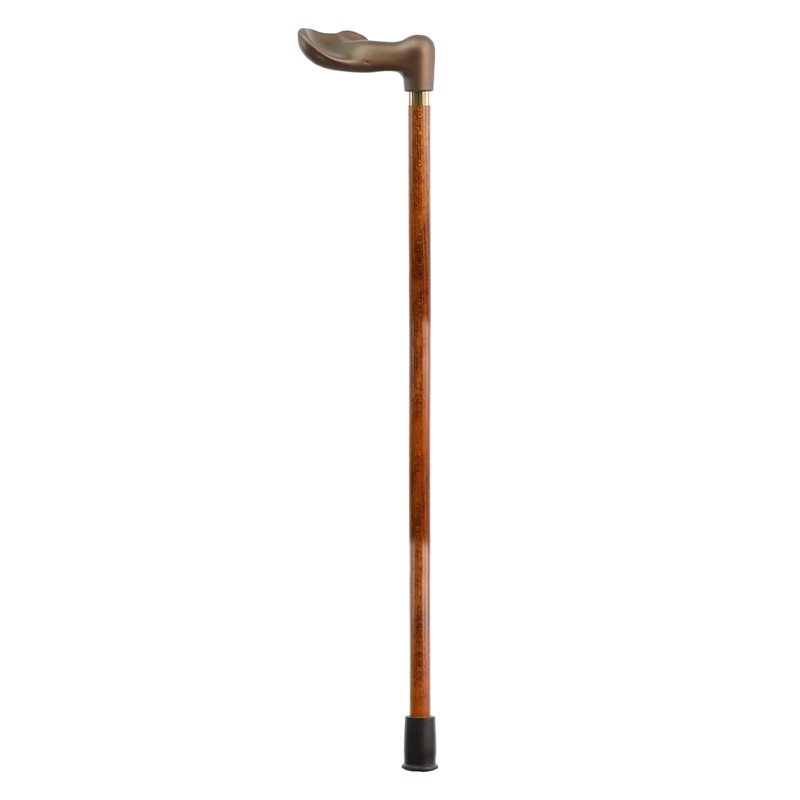 Right-Handed Soft-Touch Fischer Handle Dark Hardwood Orthopaedic Walking Cane