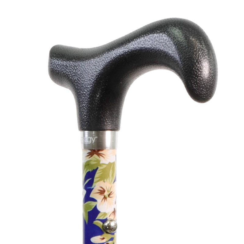 Short Height-Adjustable Mini Folding Blue Morris Derby Walking Stick