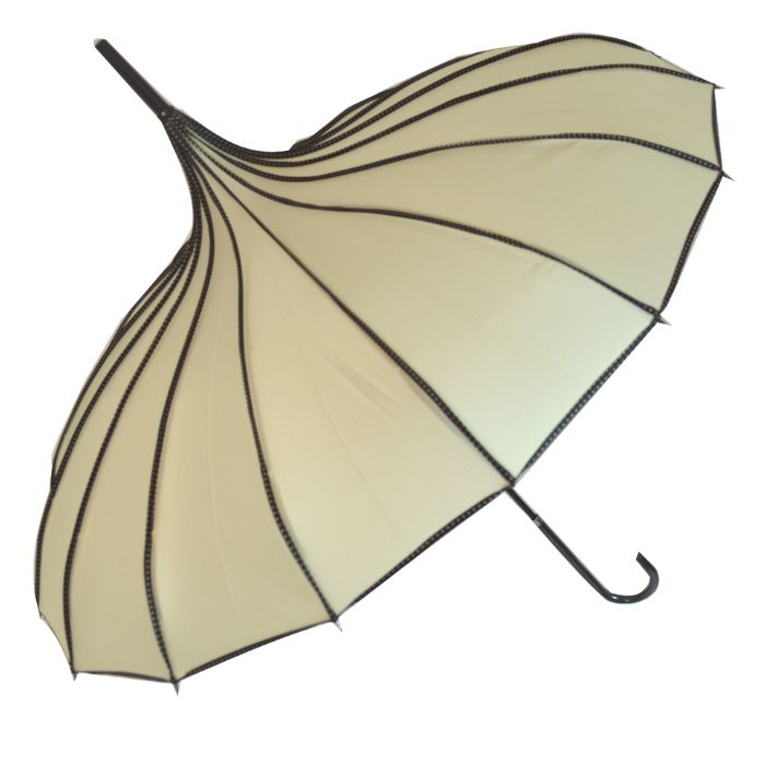 Soake Ribbed Vintage Pagoda Umbrella (Beige)
