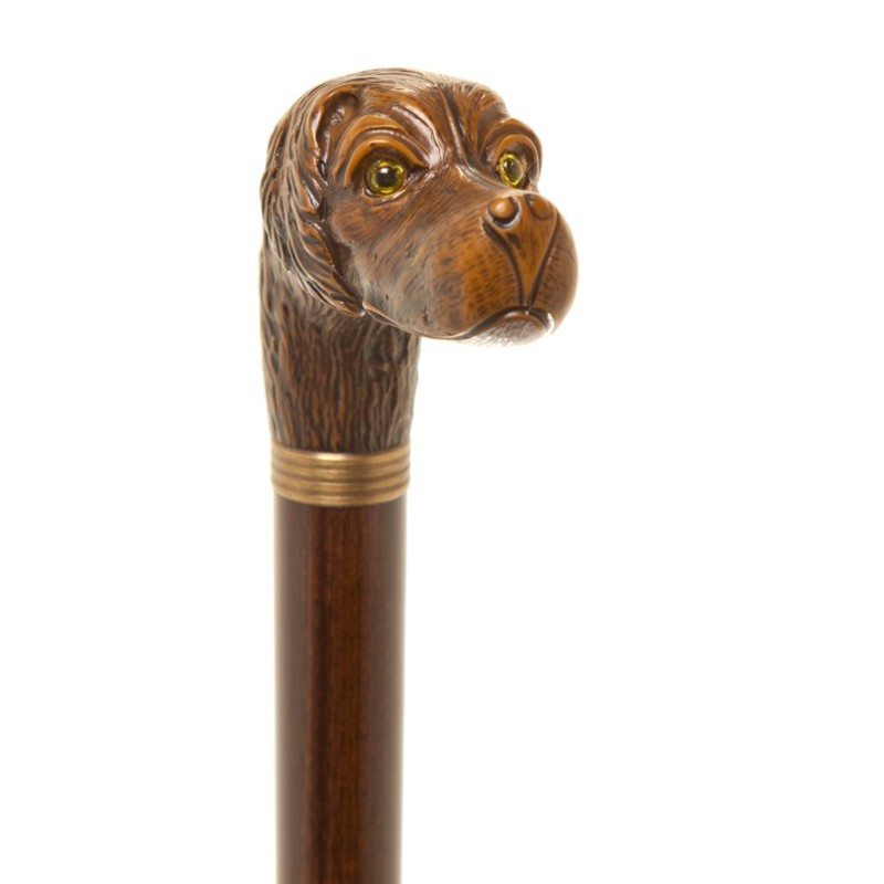 Collectors Spaniel Dog Head Walking Cane with Brass Collar