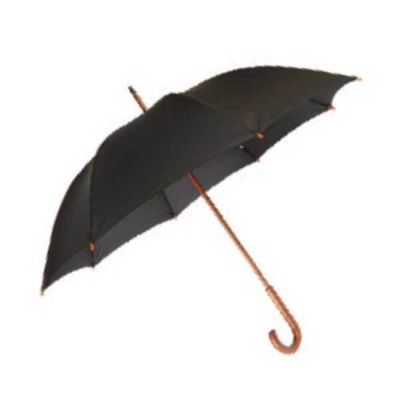 Classic Black Large-Canopy Umbrella with Crook Handle