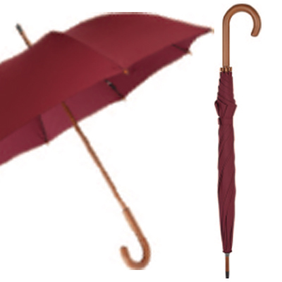 Crook-Handle Walking Stick Umbrella (Rich Burgundy)