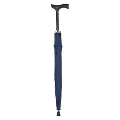 Crutch-Handle Adjustable Walking Stick Umbrella (Dark Blue)