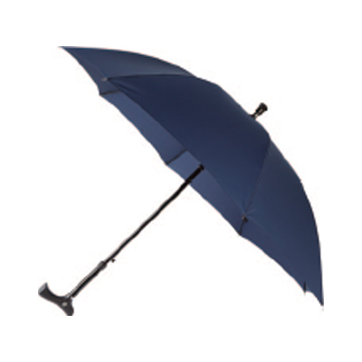 Crutch-Handle Adjustable Walking Stick Umbrella (Dark Blue)