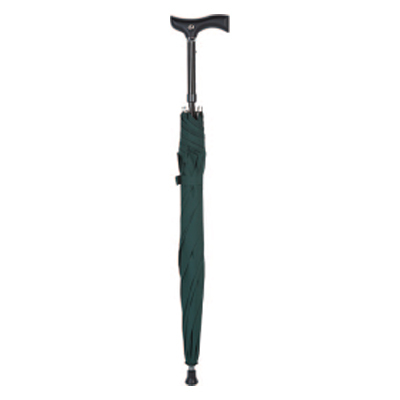Crutch-Handle Adjustable Walking Stick Umbrella (British Racing Green)