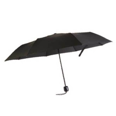 Black Mini Folding Umbrella with Protective Sleeve