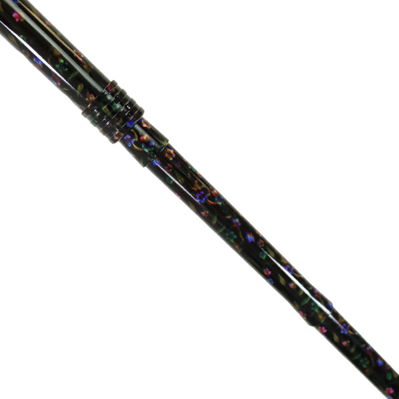 Ziggy Black Floral Short Height-Adjustable Folding Walking Stick