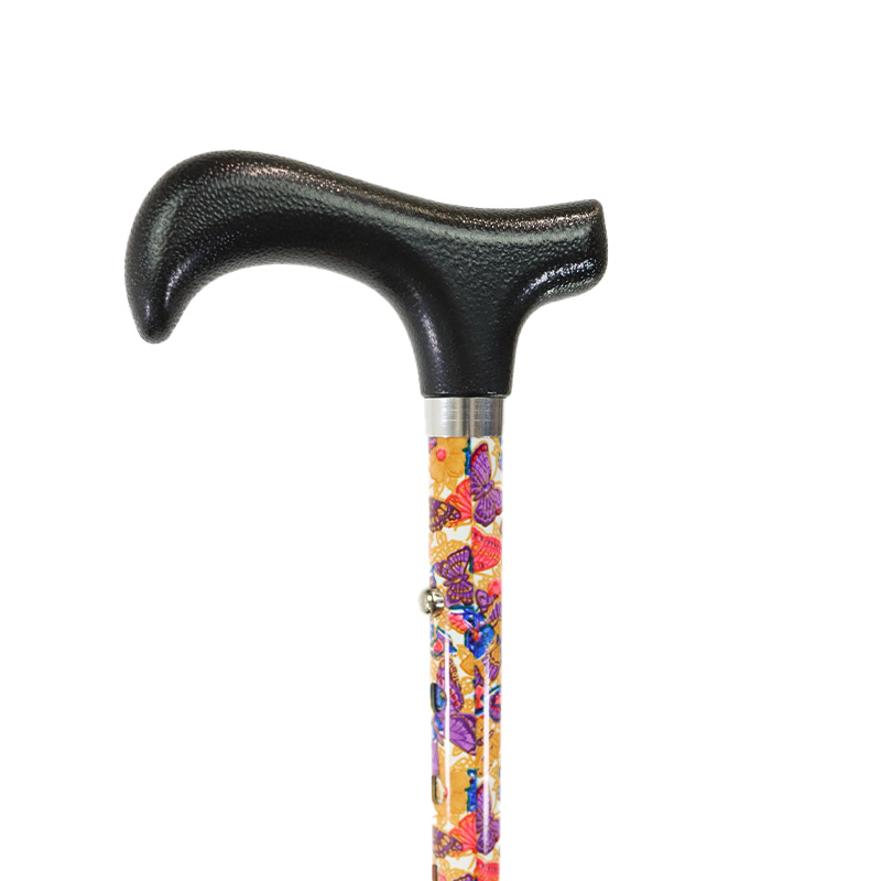 Ziggy Butterfly Height-Adjustable Folding Walking Stick with Derby Handle