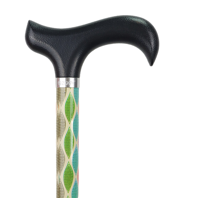 Ziggy Multi-Leaf Pattern Folding Height-Adjustable Walking Stick