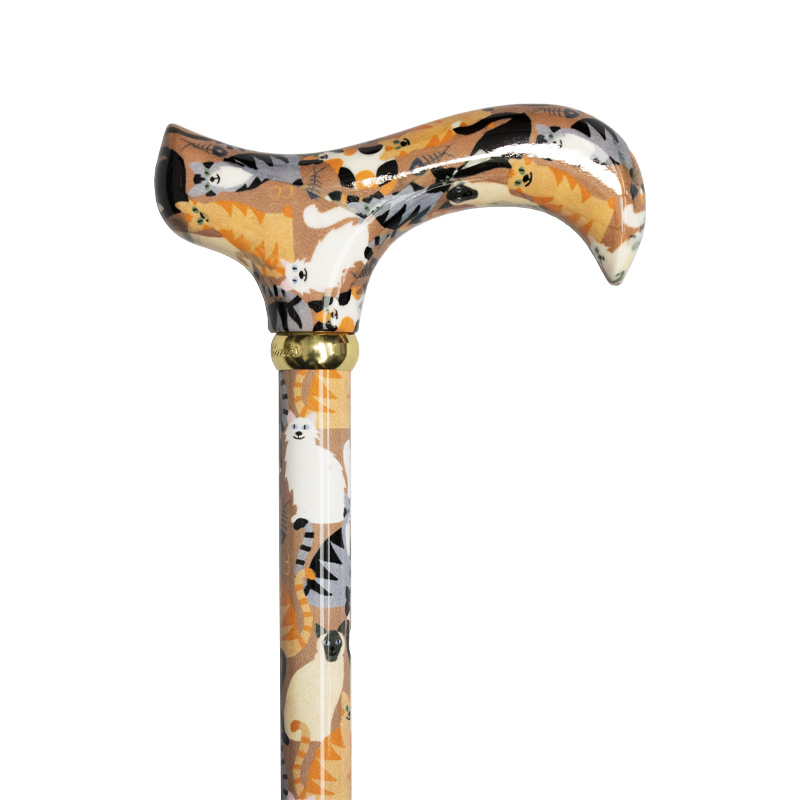 Adjustable Aluminium Derby Walking Stick with Cat Design