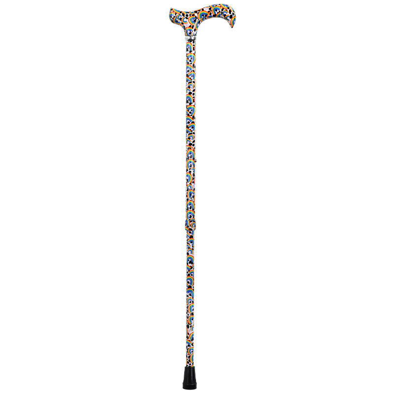 Adjustable Aluminium Derby Walking Stick with Rainbow Design