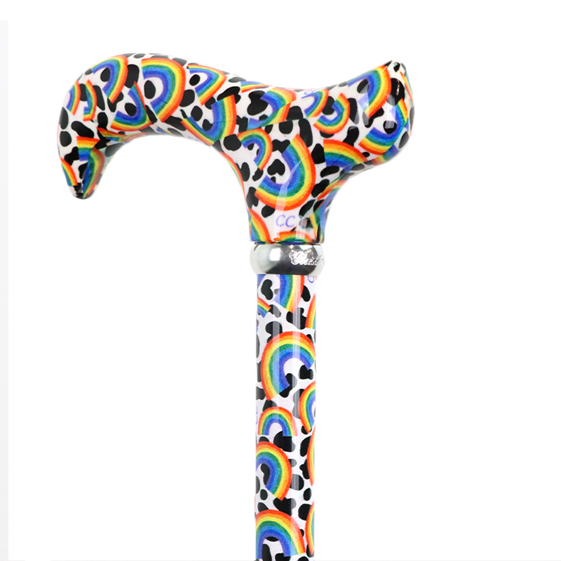 Adjustable Aluminium Derby Walking Stick with Rainbow Design