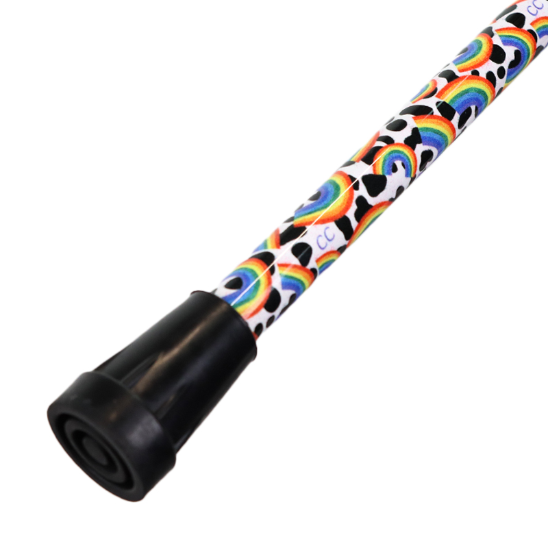 Adjustable Aluminium Derby Walking Stick with Rainbow Design