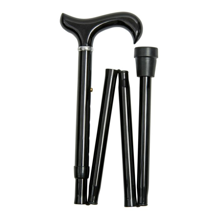 Adjustable Black Derby Extra Long Folding Walking Stick