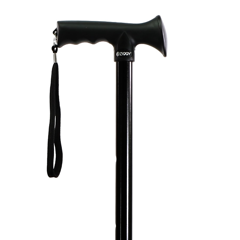 Adjustable Black Gel Handle Walking Stick