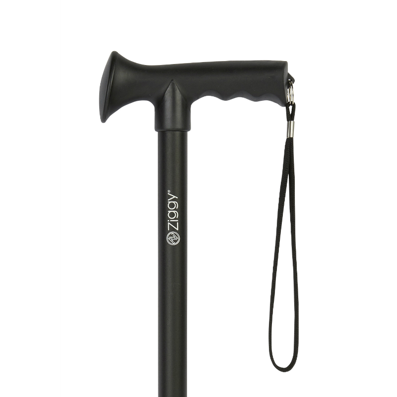 Adjustable Black Gel Handle Walking Stick 