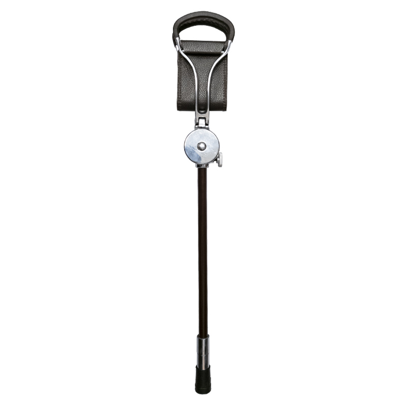 Brown Leather Round Shooting Stick / Walking Seat Stick With Belt - Pakistan