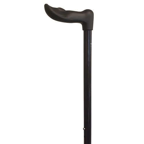 Adjustable Fischer Handle Carbon Fibre Walking Stick with Black Diamond Pattern