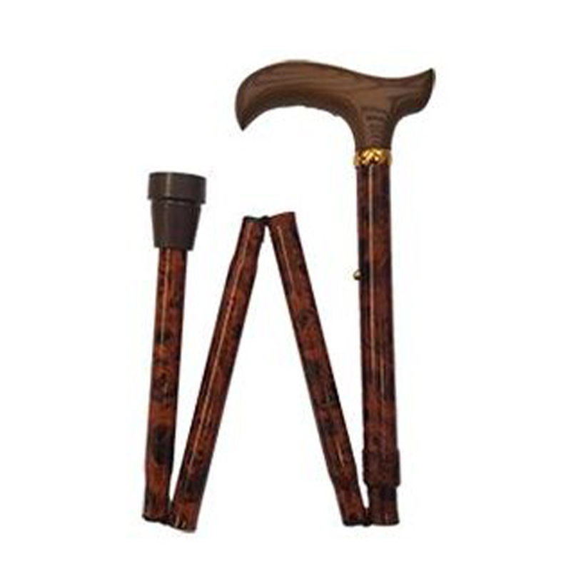 Adjustable Folding Bird's Eye Derby Handle Walking Stick