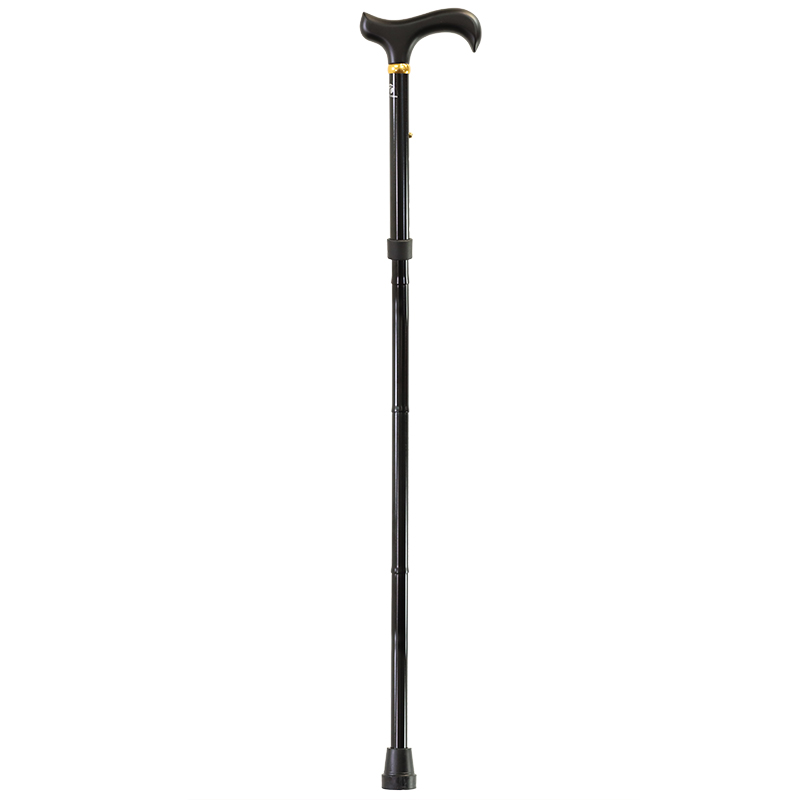 Adjustable Folding Black Derby Handle Walking Stick