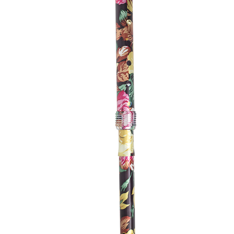 Adjustable Folding Elite Derby Handle Multi-Floral Walking Stick