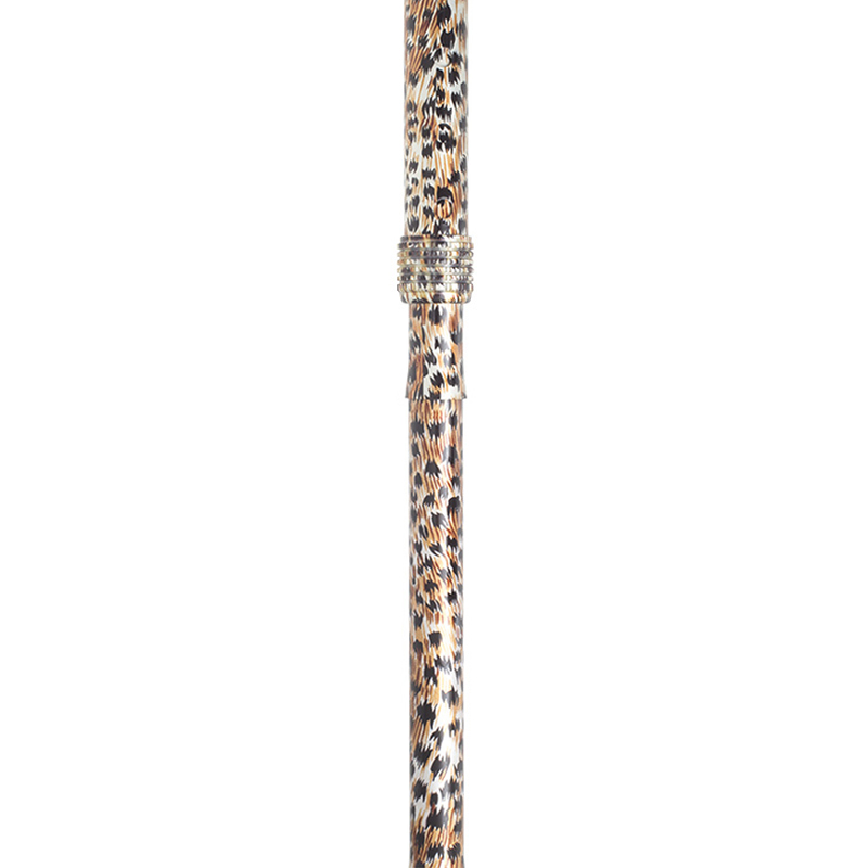 Adjustable Folding Fashion Derby Handle Cheetah Pattern Walking Stick