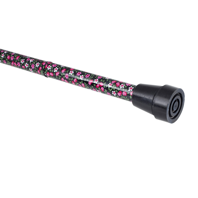 Adjustable Folding Fashion Value Derby Handle Black Floral Walking Cane