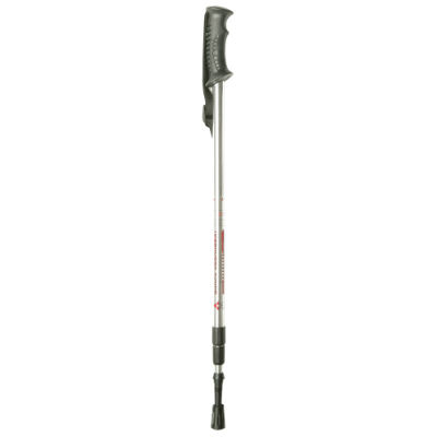 Silver Height-Adjustable Hiking Pole with Contoured Handle
