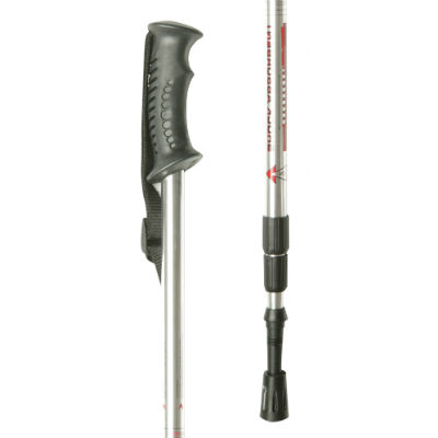 Silver Height-Adjustable Hiking Pole with Contoured Handle