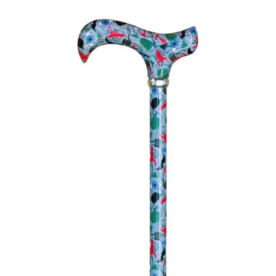 Adjustable Derby Walking Stick with Surrealist Art Pattern