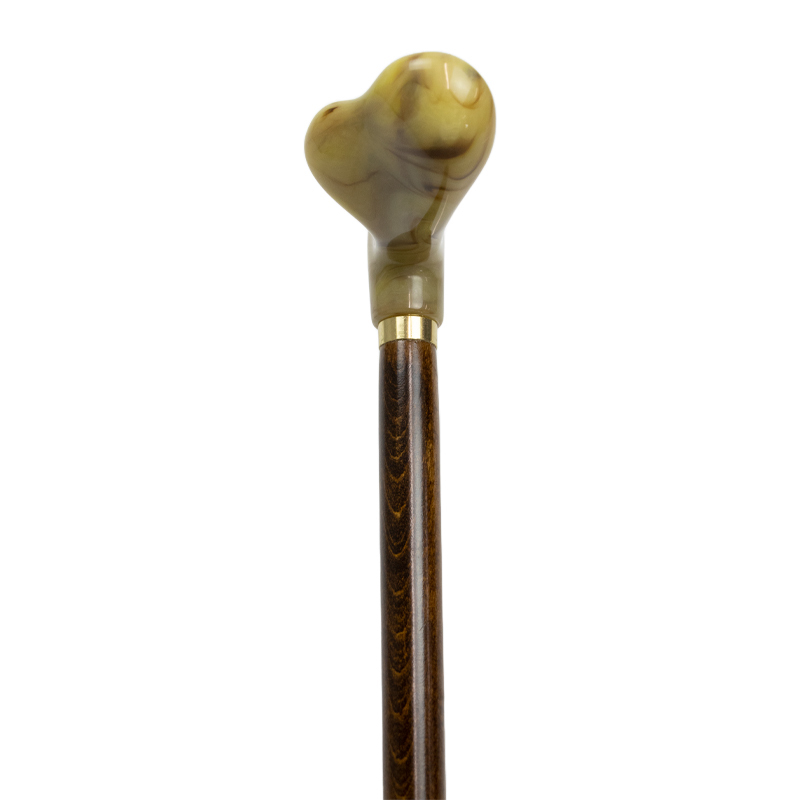 Anatomical Marble-Effect Hardwood Fischer Walking Stick